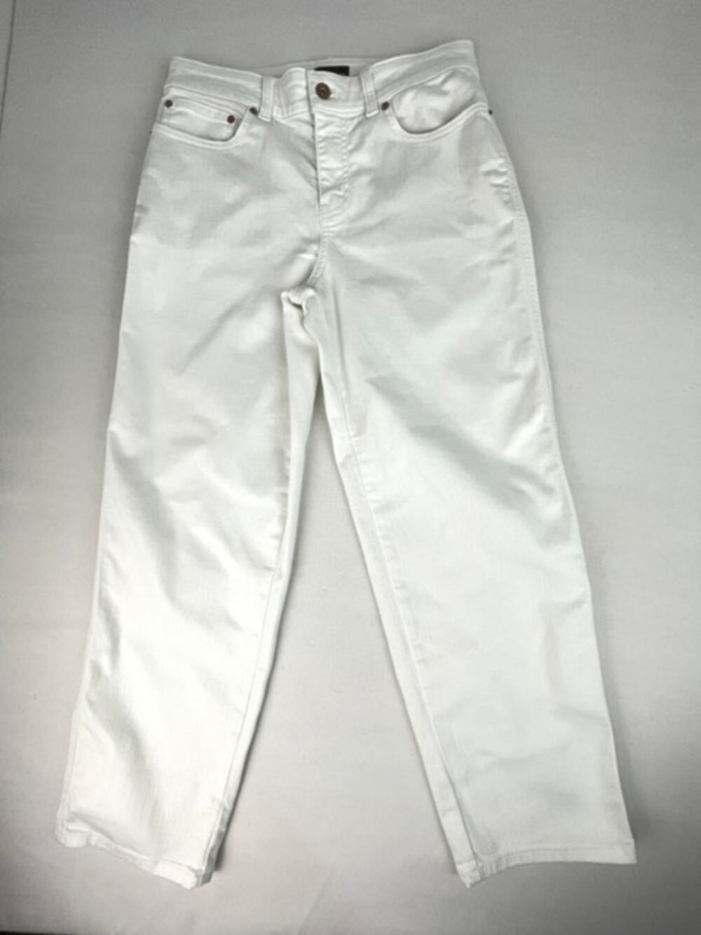 Talbots High Waist Straight Ankle Jeans White Women's Size 4 Stretch Denim